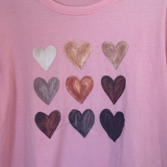 Pink Multicolor Heart Crewneck Sweatshirt Medium - Picture 2 of 5